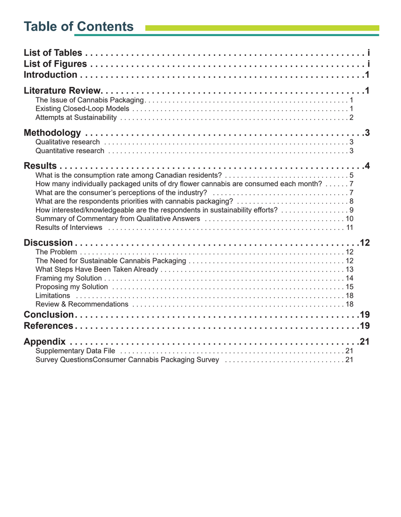 The Table of Contents from my thesis where you can see the breadths of topics I built research on, it was my goal to cover every related aspect so that I could make several proposals to increase sustainability and capture what barriers existed for implementing them